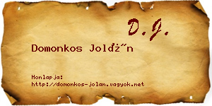Domonkos Jolán névjegykártya